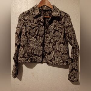 Caribbean Joe Black and Cream Floral Blazer